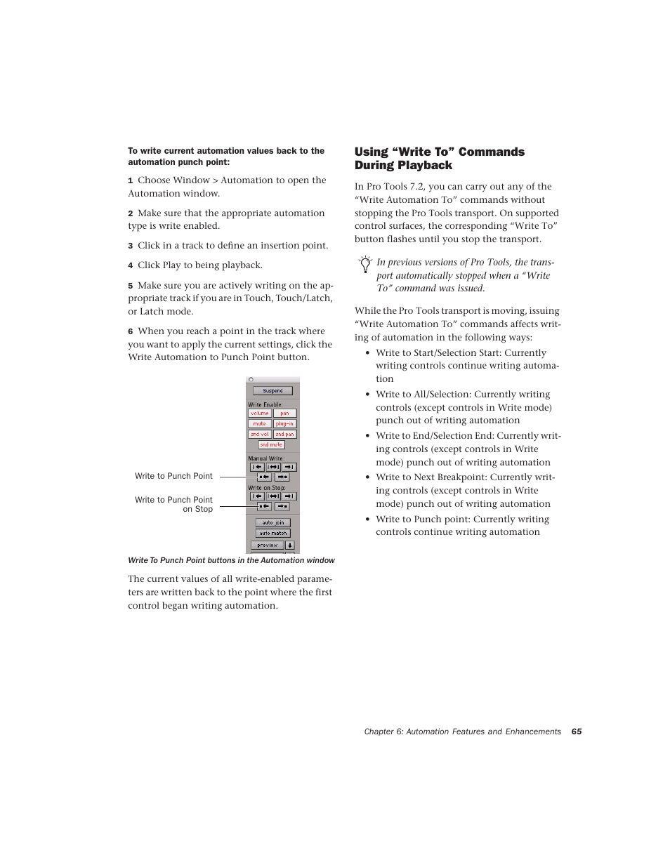 Using “write to” commands during playback | Avid Technology Pro Tools  HD 7.2 User Manual | Page 71 / 130