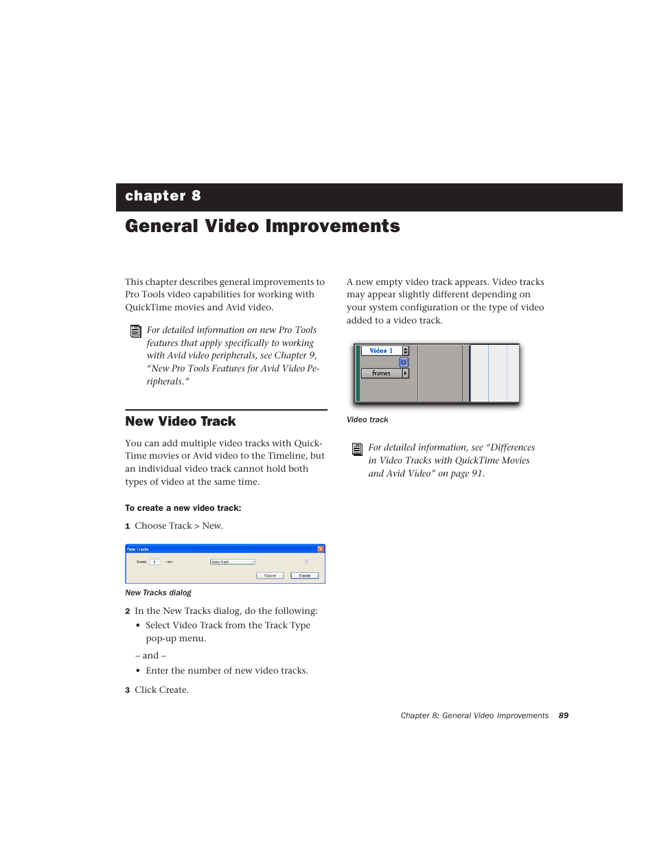 General video improvements, New video track, Chapter 8. general video improvements | Chapter 8 | Avid Technology Pro Tools  HD 7.2 User Manual | Page 95 / 130
