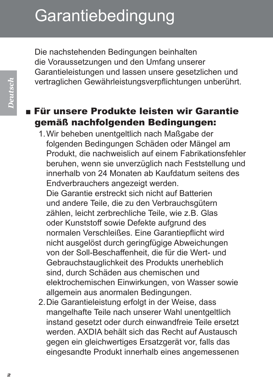 Garantiebedingung | Perixx PERITAB-301 User Manual | Page 10 / 61