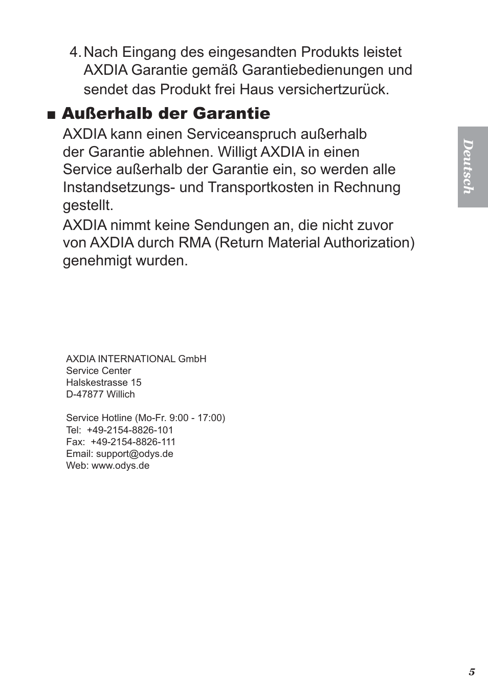 Außerhalb der garantie | Perixx PERITAB-301 User Manual | Page 13 / 61