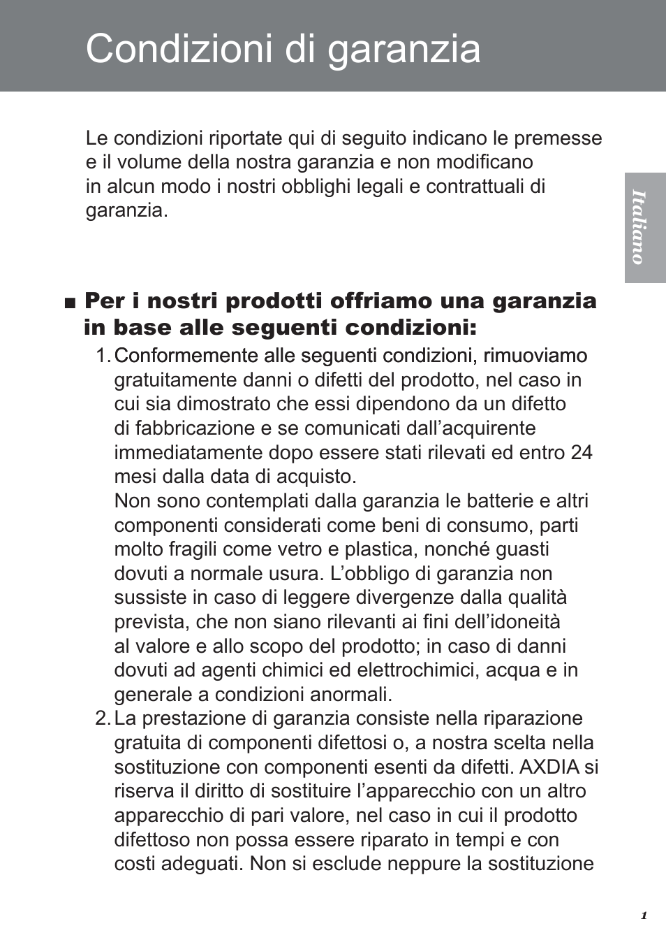 Condizioni di garanzia | Perixx PERITAB-301 User Manual | Page 27 / 61
