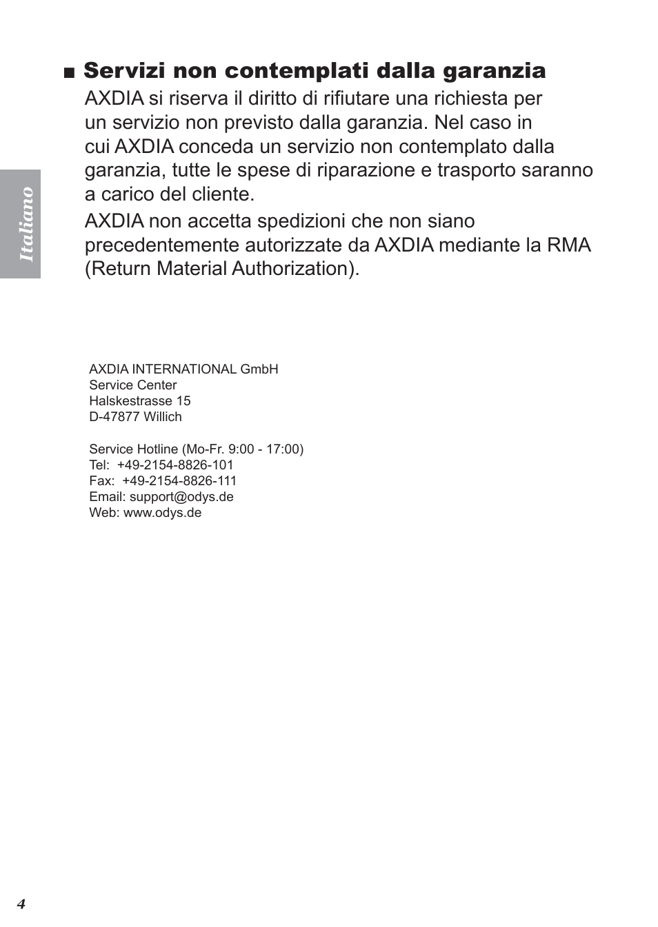 Servizi non contemplati dalla garanzia | Perixx PERITAB-301 User Manual | Page 30 / 61