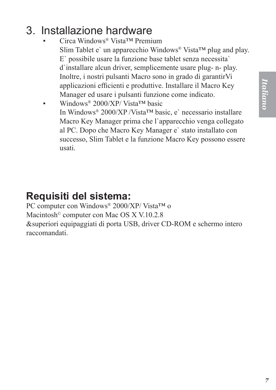 Installazione hardware, Requisiti del sistema | Perixx PERITAB-301 User Manual | Page 33 / 61