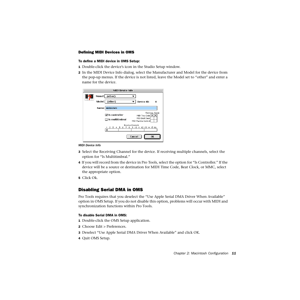 Defining midi devices in oms, Disabling serial dma in oms | Avid Technology DIGI 1 User Manual | Page 15 / 82