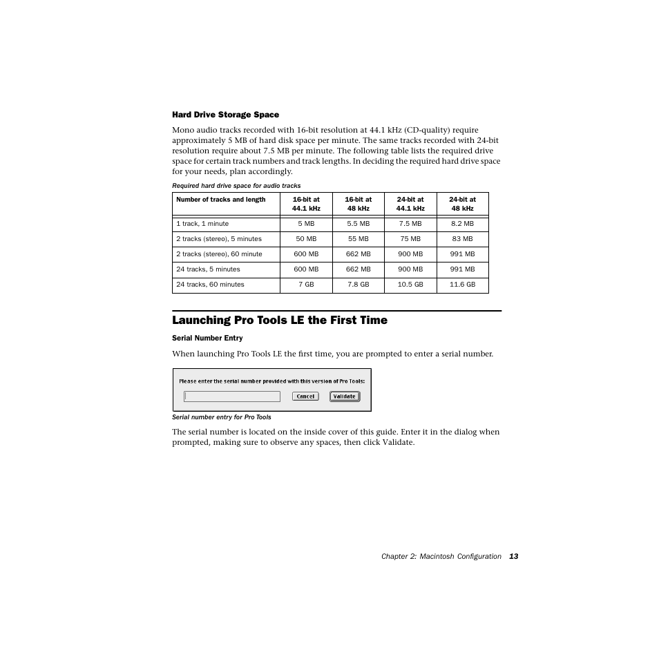Hard drive storage space, Launching protoolsle the first time, Launching pro tools le the first time | Avid Technology DIGI 1 User Manual | Page 17 / 82