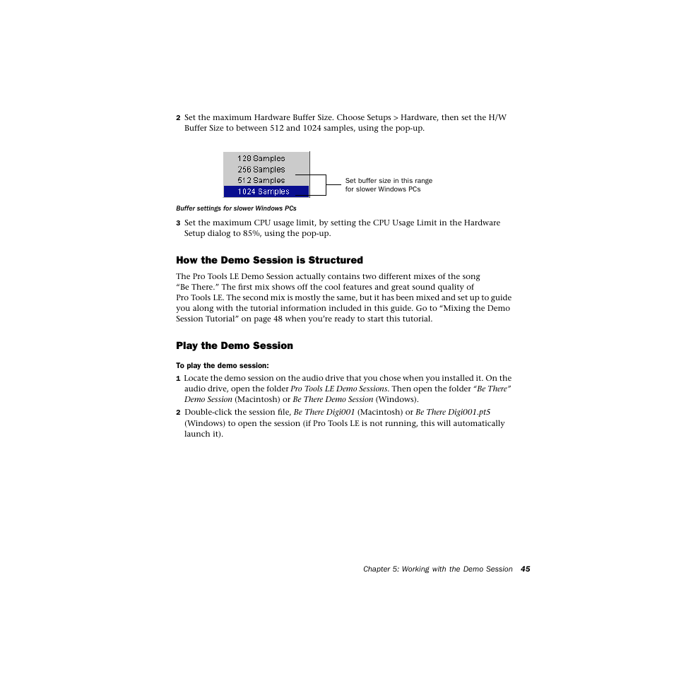 How the demo session is structured, Play the demo session | Avid Technology DIGI 1 User Manual | Page 49 / 82