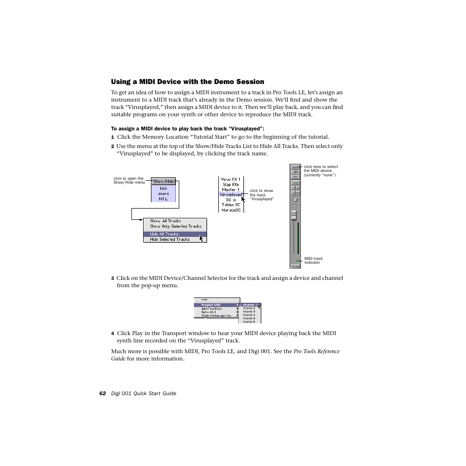 Using a midi device with the demo session | Avid Technology DIGI 1 User Manual | Page 66 / 82