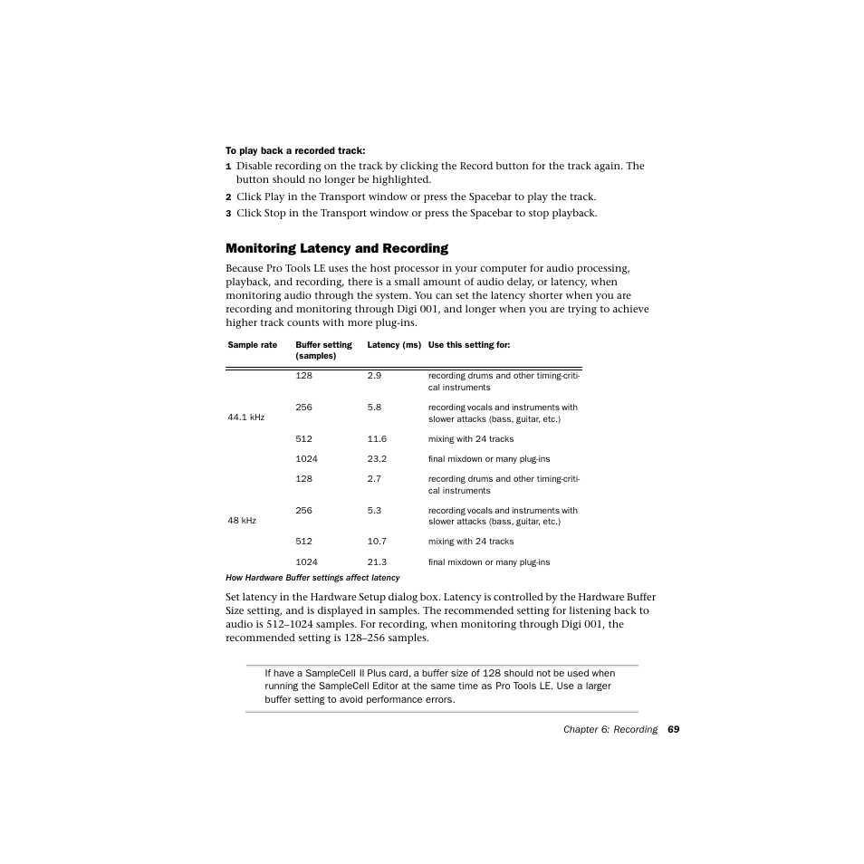 Monitoring latency and recording | Avid Technology DIGI 1 User Manual | Page 73 / 82