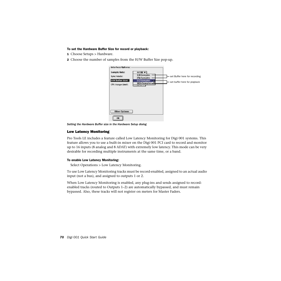 Low latency monitoring | Avid Technology DIGI 1 User Manual | Page 74 / 82