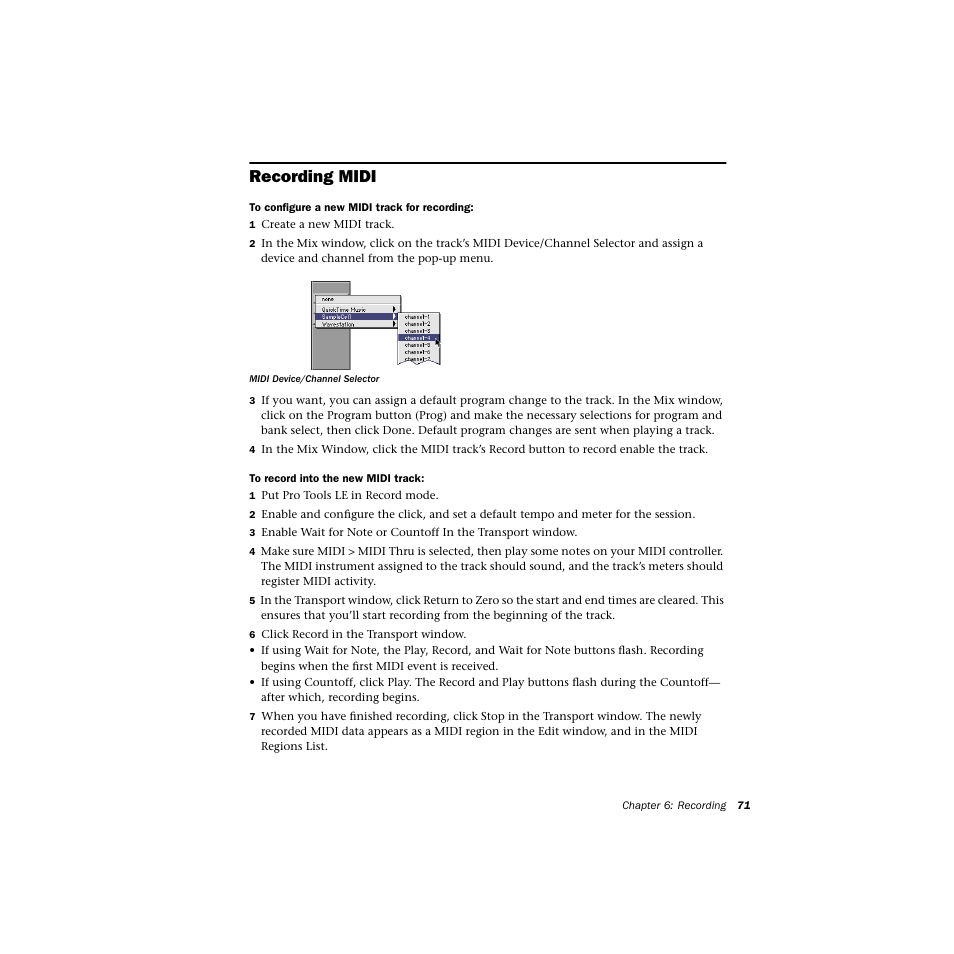 Recording midi | Avid Technology DIGI 1 User Manual | Page 75 / 82