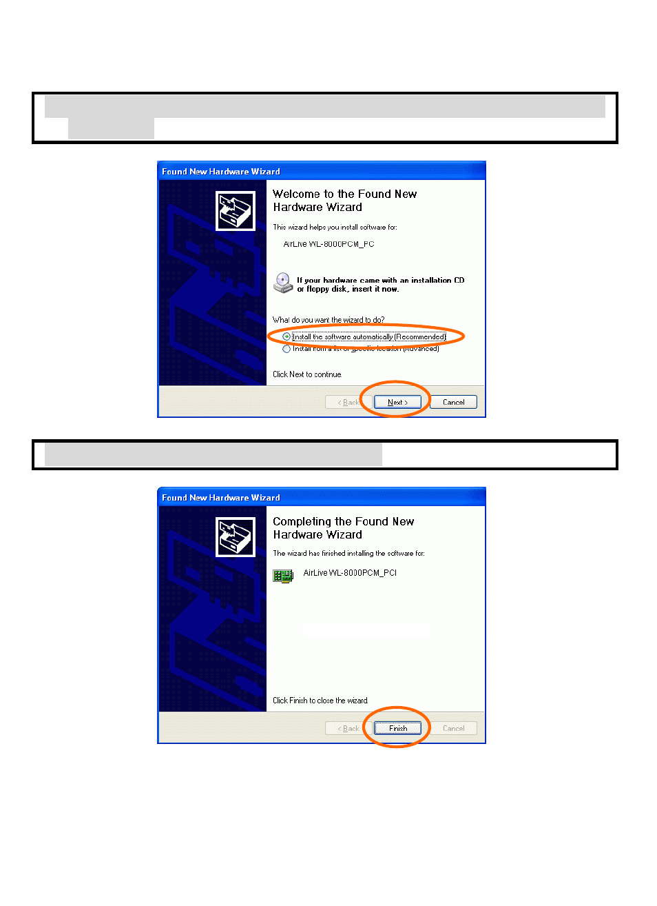 Note for windows xp users | AirLive WL-8000PCM User Manual | Page 11 / 33