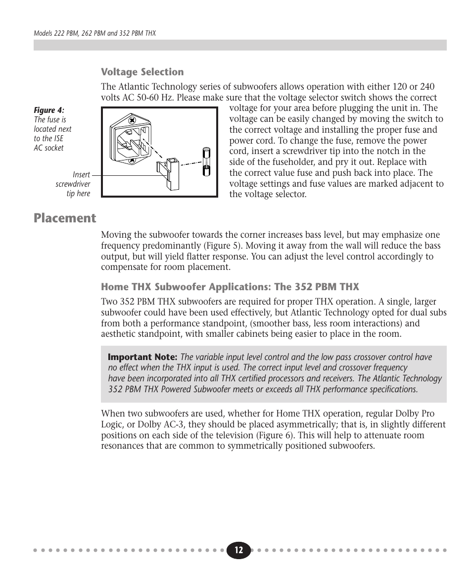 Tlantic, Placement | Atlantic Technology 222 PBM User Manual | Page 12 / 16