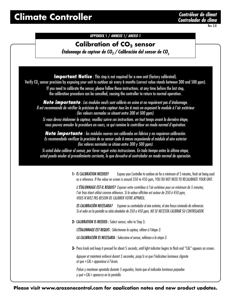 Climate controller, Calibration of co, Sensor | Sunlight Supply Grozone Control HTC Climate Controller (Temp, rH and CO2) Two Outputs with Digital Display User Manual | Page 9 / 12