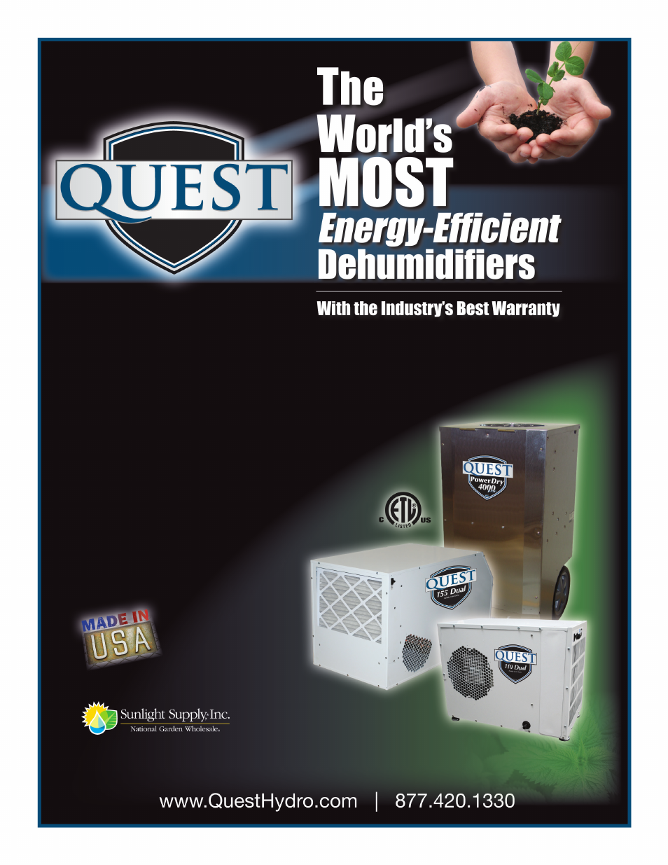 Sunlight Supply Quest Dual 155 Overhead Dehumidifier User Manual | 8 pages