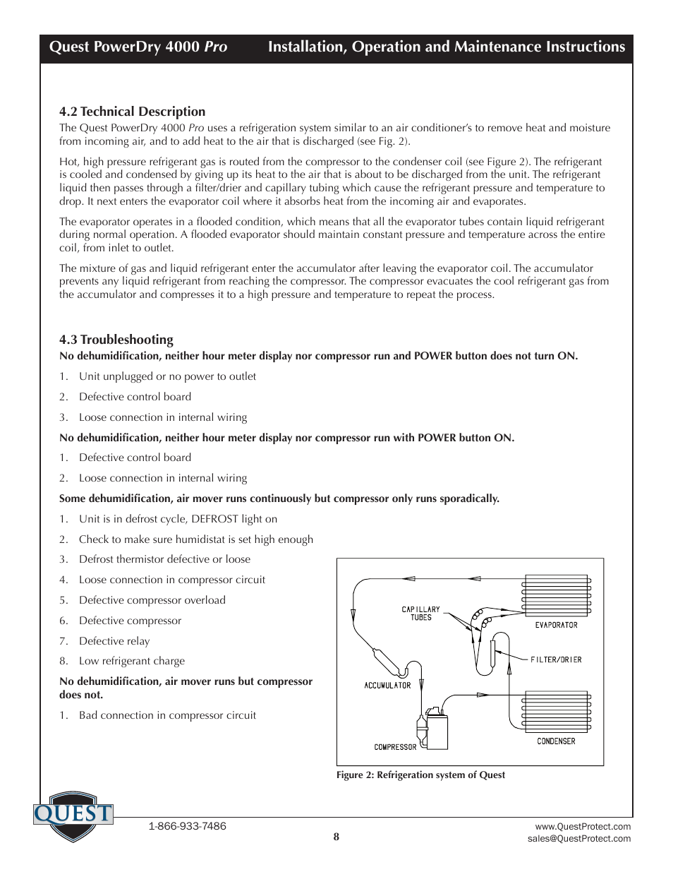 Quest | Sunlight Supply Quest PowerDry 4000 Pro Dehumidifier User Manual | Page 8 / 14
