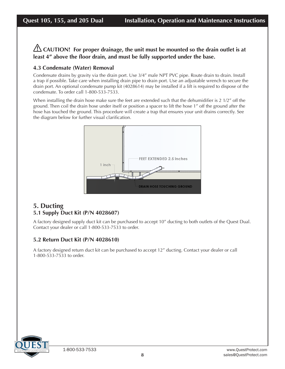 Quest | Sunlight Supply Quest Dual 155 Overhead Dehumidifier User Manual | Page 8 / 15