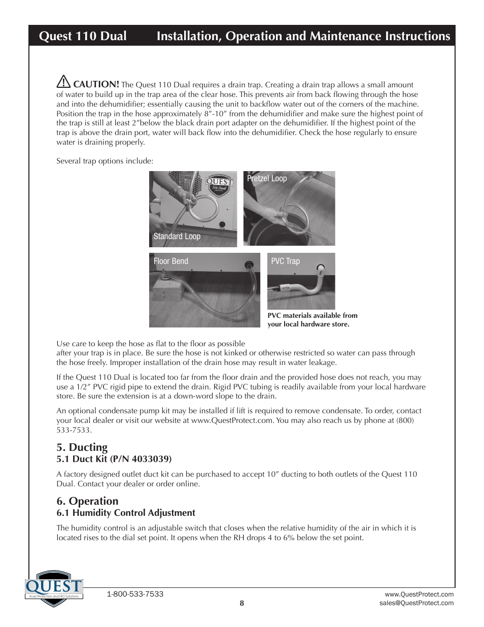 Quest | Sunlight Supply Quest Dual 110 Overhead Dehumidifier User Manual | Page 8 / 14