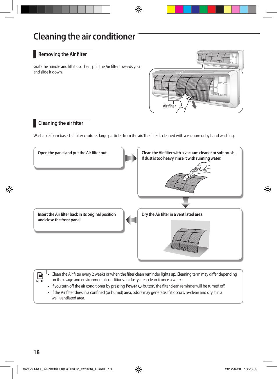 Cleaning the air conditioner | Sunlight Supply Samsung Linesets for Mini Split Systems User Manual | Page 18 / 44