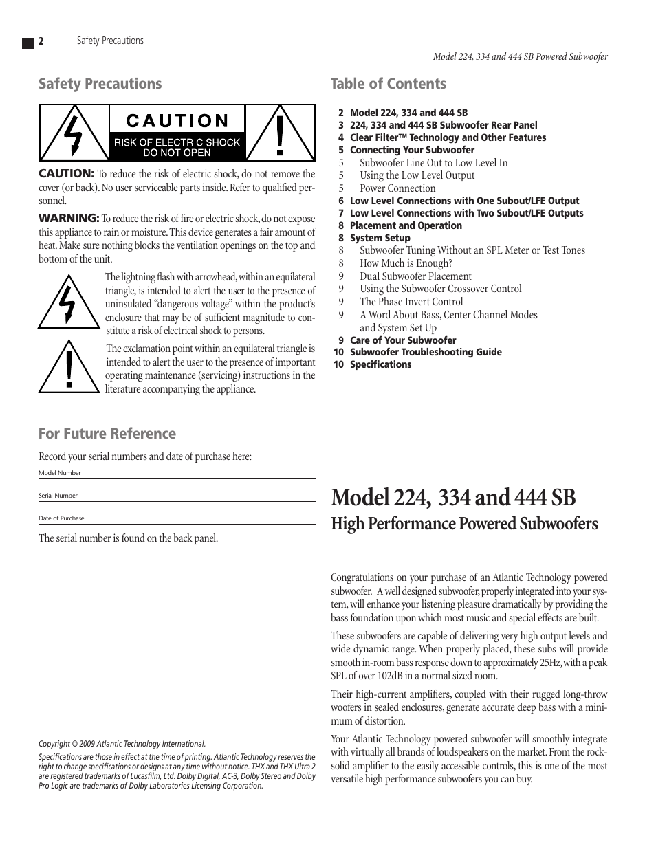 Atlantic Technology 224 SB User Manual | Page 2 / 12