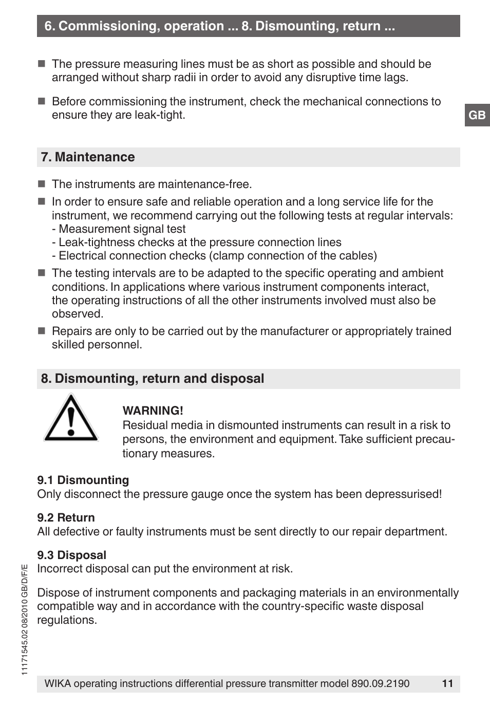 WIKA 890.09.2190 User Manual | Page 11 / 44