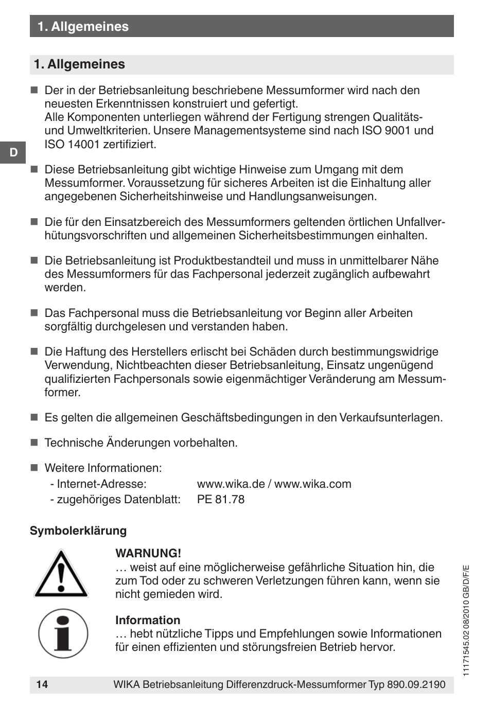 WIKA 890.09.2190 User Manual | Page 14 / 44