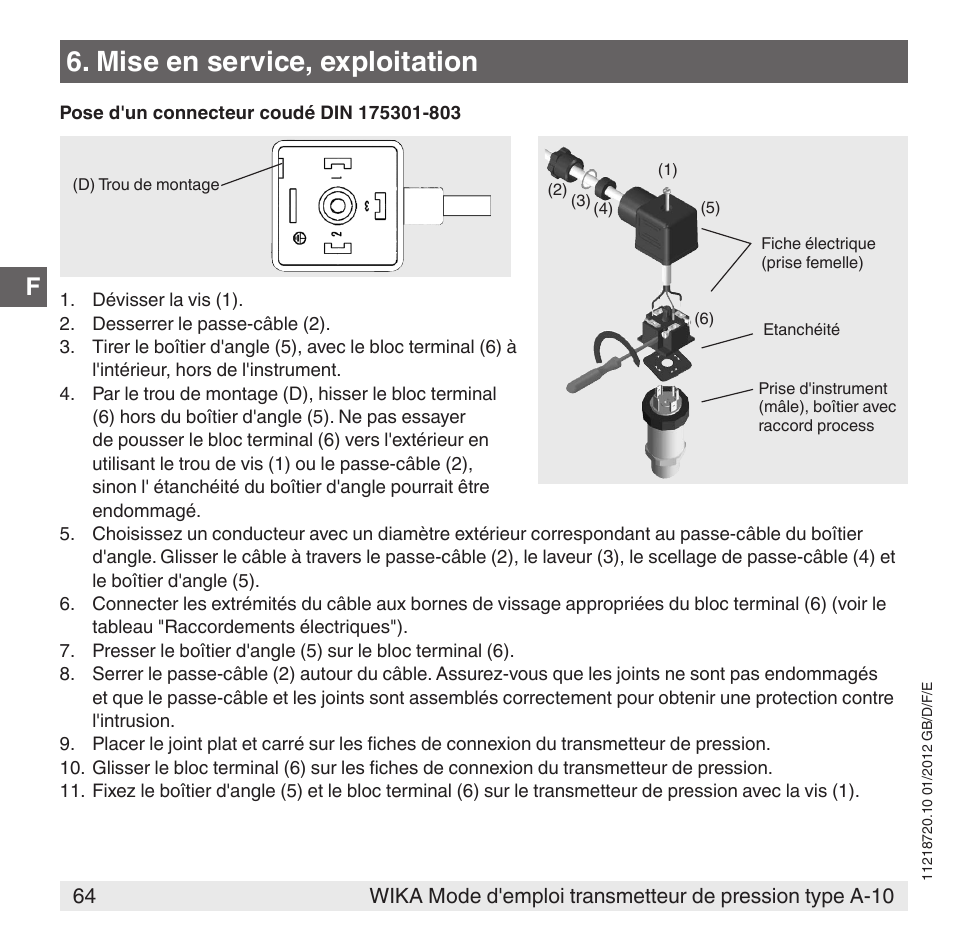 Mise en service, exploitation | WIKA A-10 User Manual | Page 64 / 96