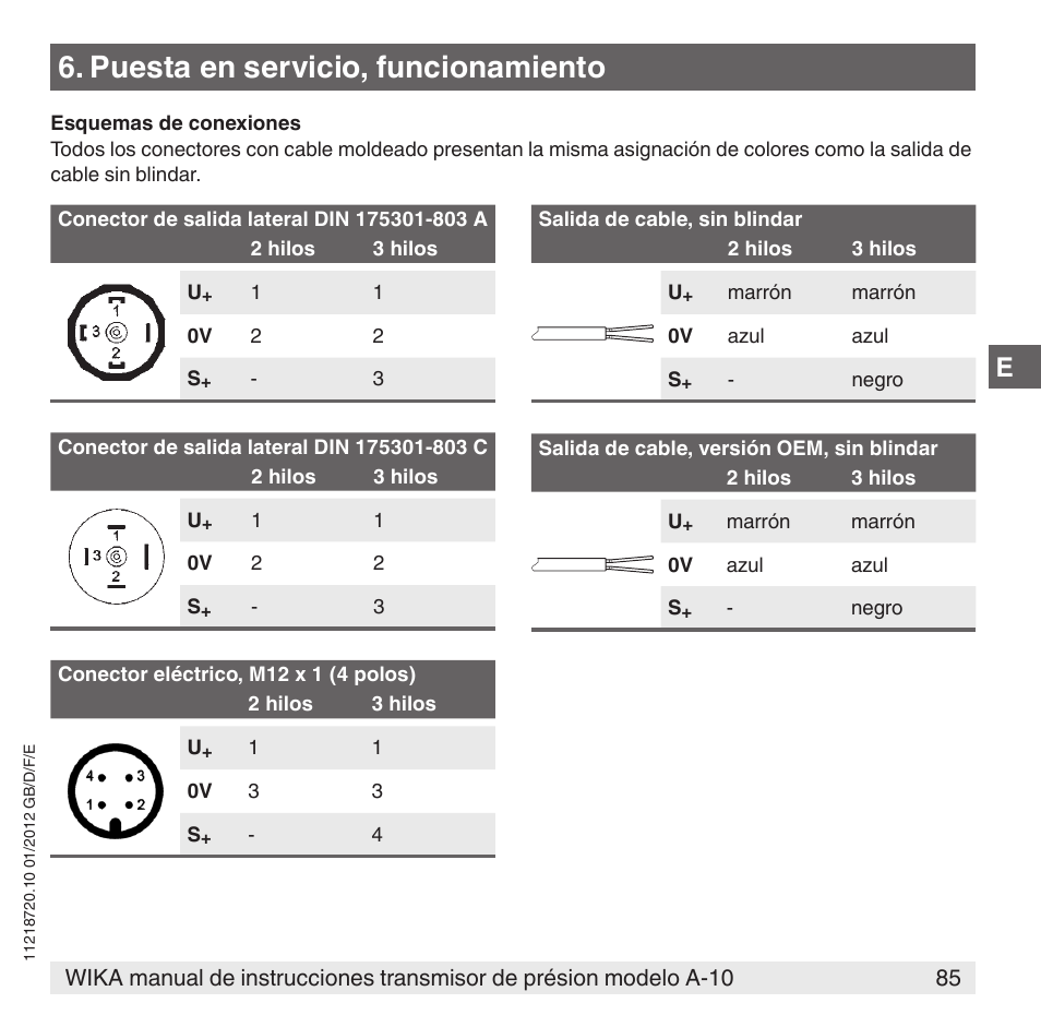 Puesta en servicio, funcionamiento | WIKA A-10 User Manual | Page 85 / 96