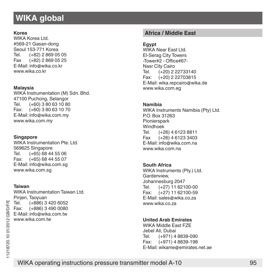 Wika global | WIKA A-10 User Manual | Page 95 / 96