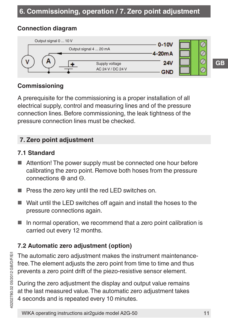 WIKA A2G-50 User Manual | Page 11 / 52
