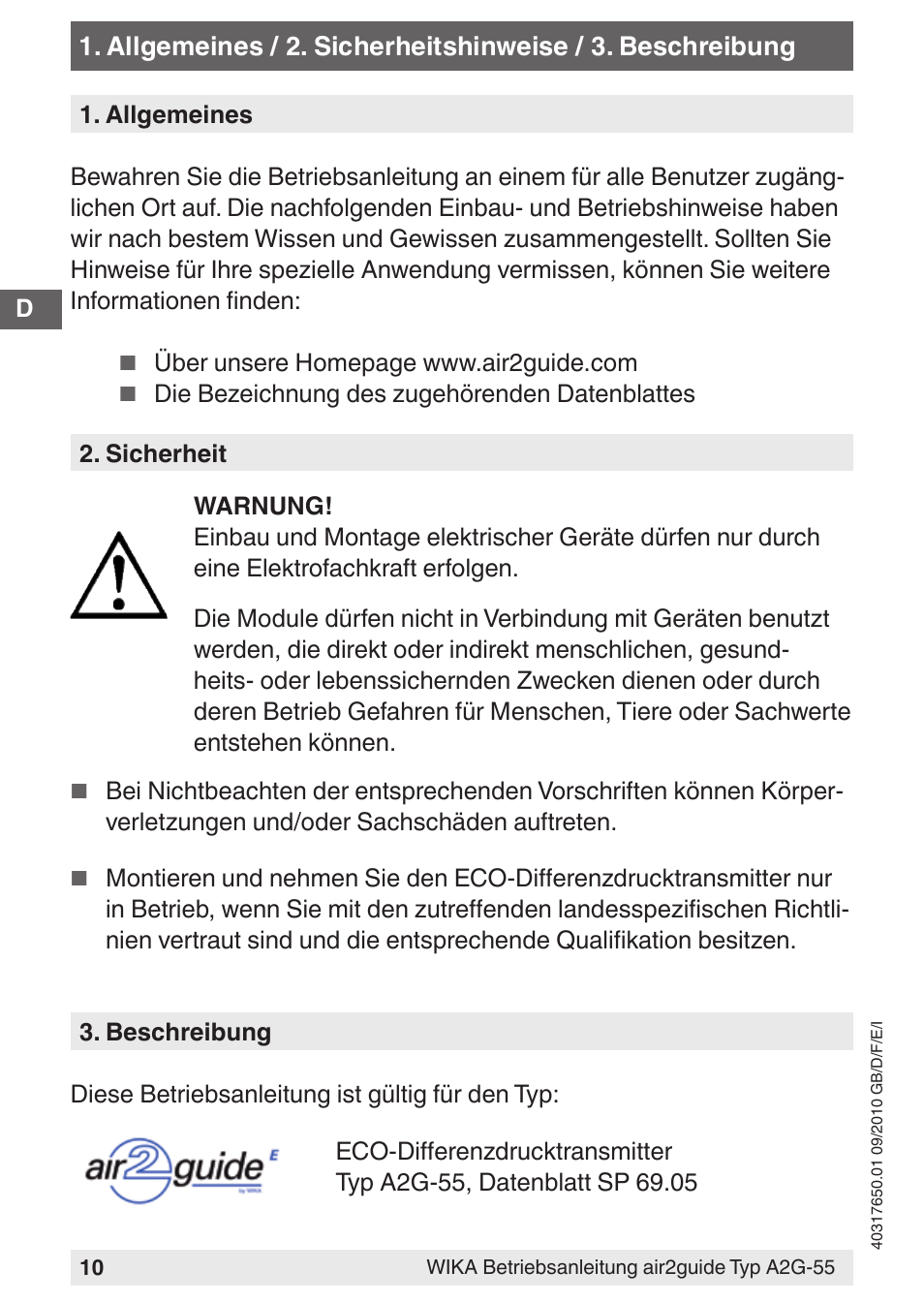 WIKA A2G-55 User Manual | Page 10 / 36