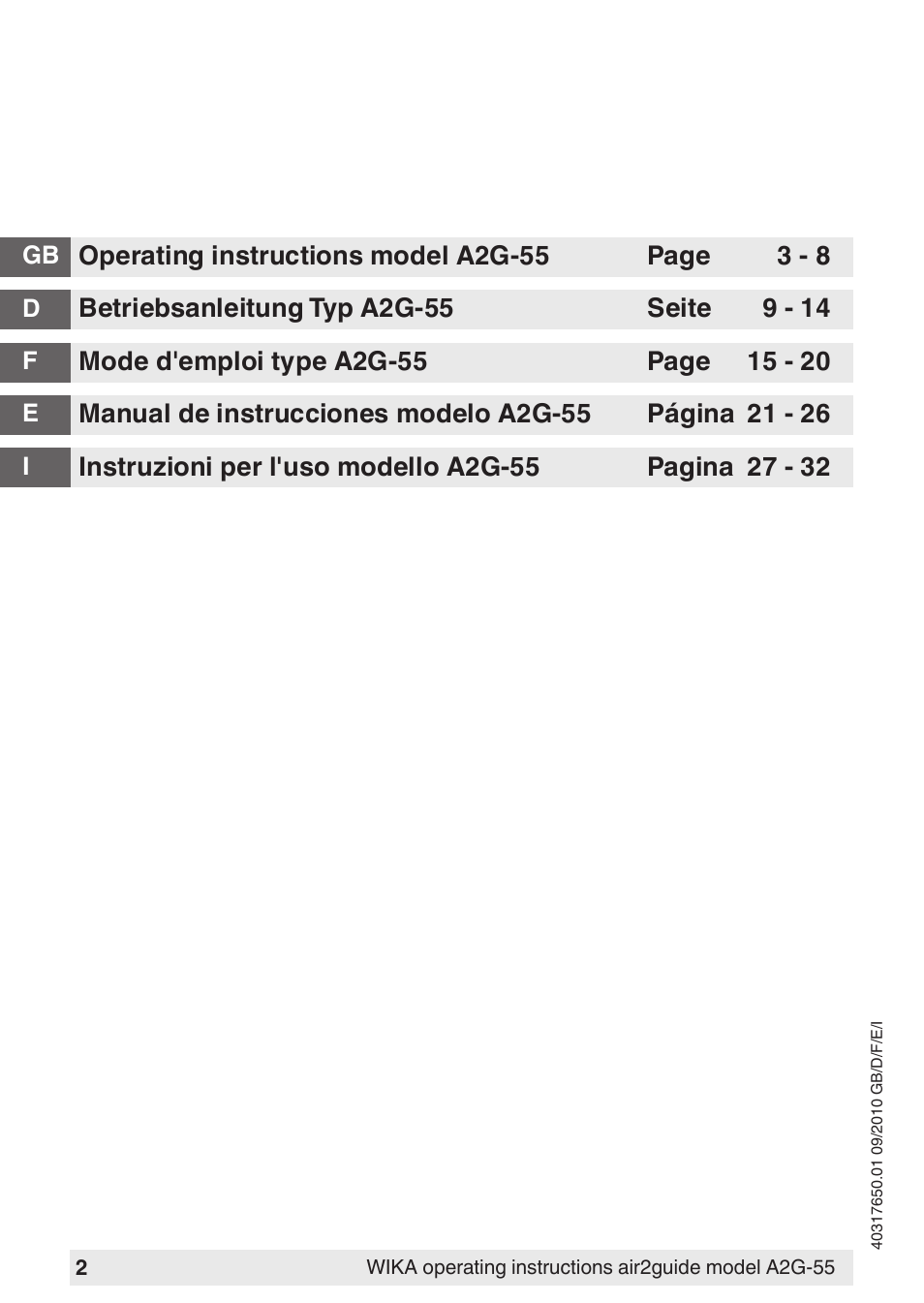 WIKA A2G-55 User Manual | Page 2 / 36