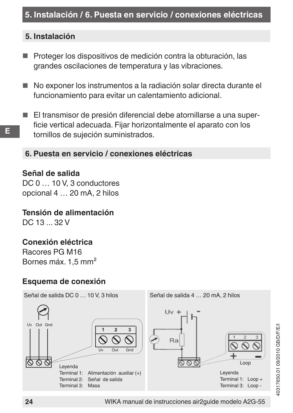Instalación | WIKA A2G-55 User Manual | Page 24 / 36