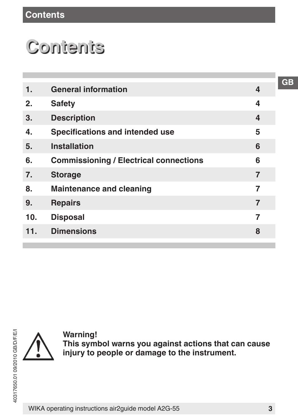 WIKA A2G-55 User Manual | Page 3 / 36