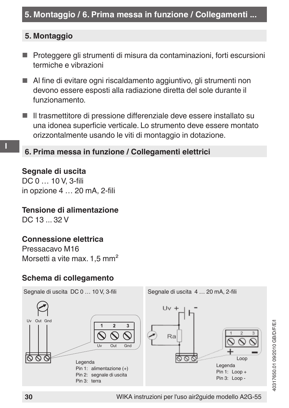 Montaggio | WIKA A2G-55 User Manual | Page 30 / 36
