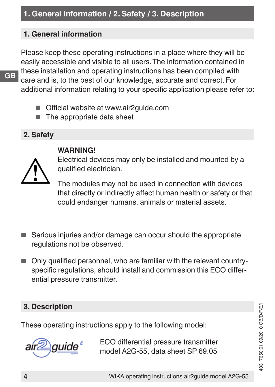 WIKA A2G-55 User Manual | Page 4 / 36