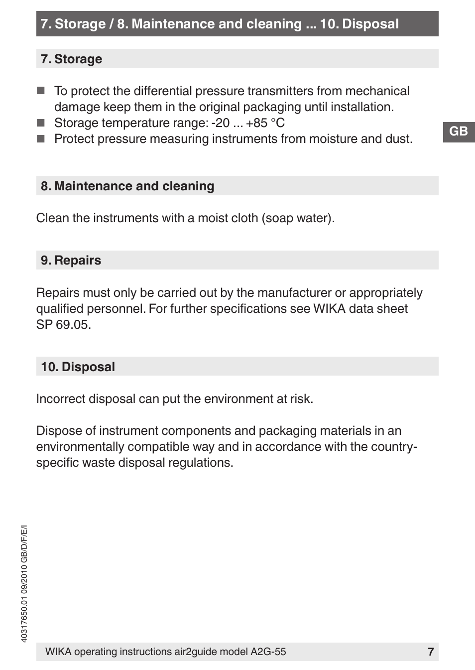 WIKA A2G-55 User Manual | Page 7 / 36