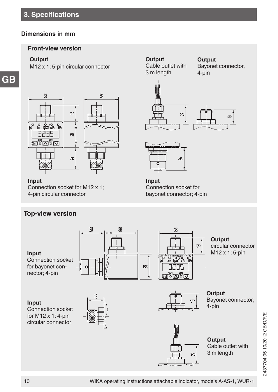 Specifications | WIKA WUR-1 User Manual | Page 10 / 84