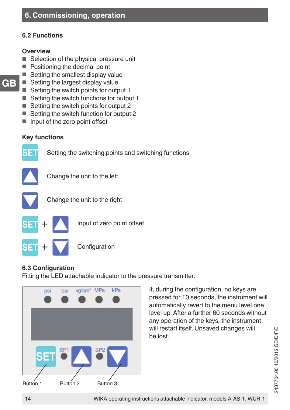 Commissioning, operation | WIKA WUR-1 User Manual | Page 14 / 84