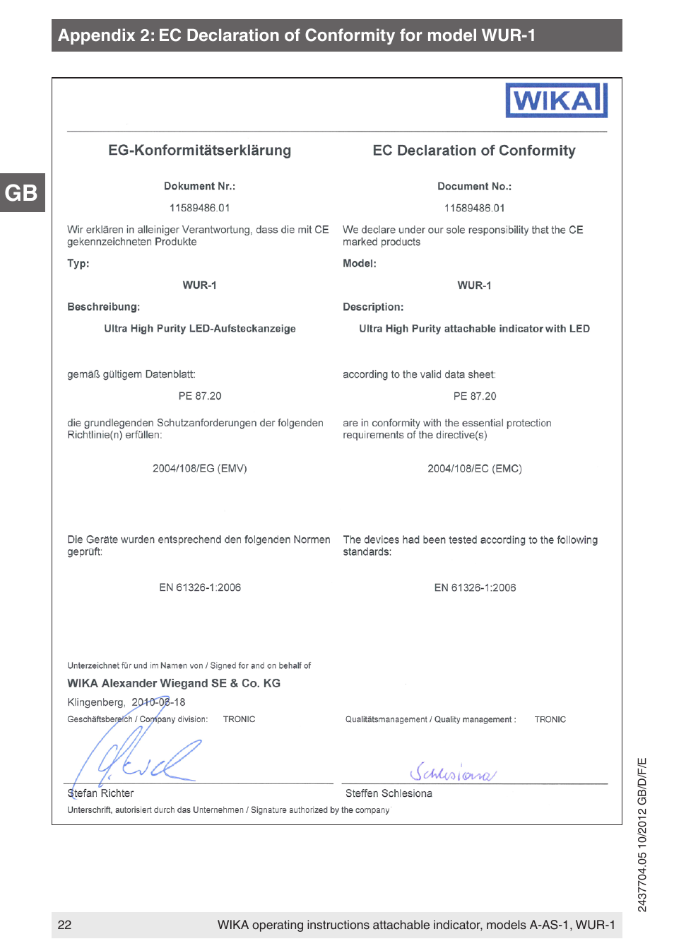 WIKA WUR-1 User Manual | Page 22 / 84