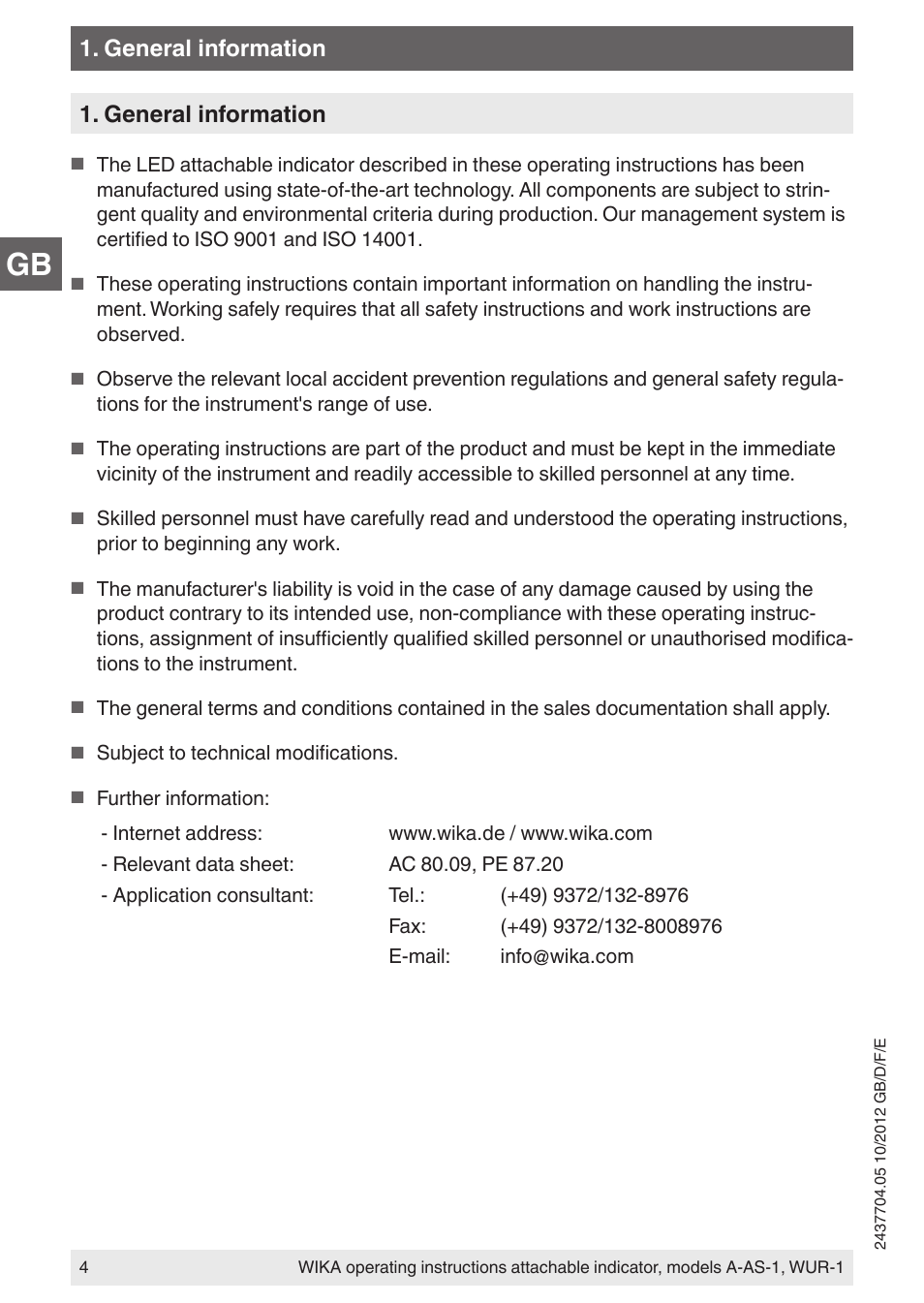 General information | WIKA WUR-1 User Manual | Page 4 / 84