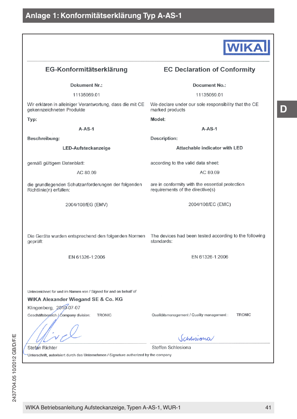 WIKA WUR-1 User Manual | Page 41 / 84