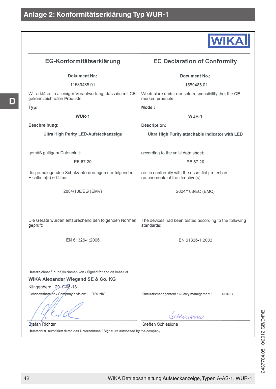 WIKA WUR-1 User Manual | Page 42 / 84