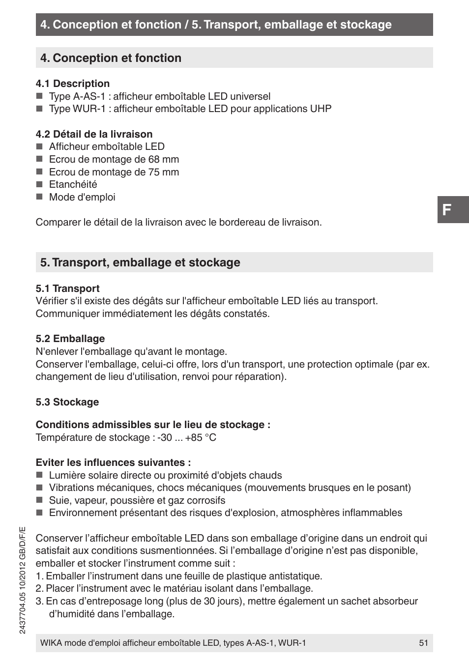 Transport, emballage et stockage | WIKA WUR-1 User Manual | Page 51 / 84