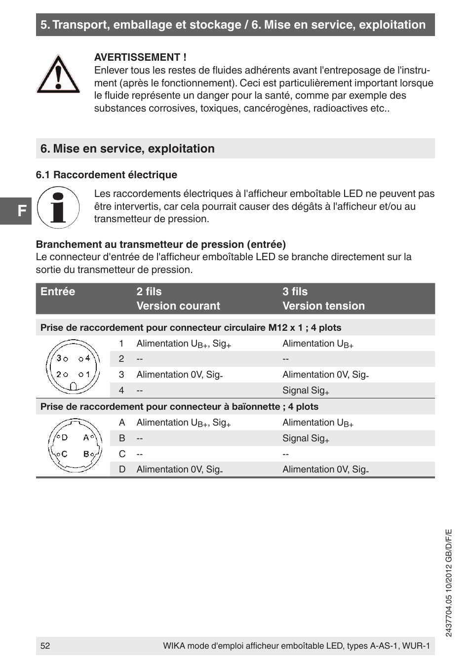 Mise en service, exploitation | WIKA WUR-1 User Manual | Page 52 / 84