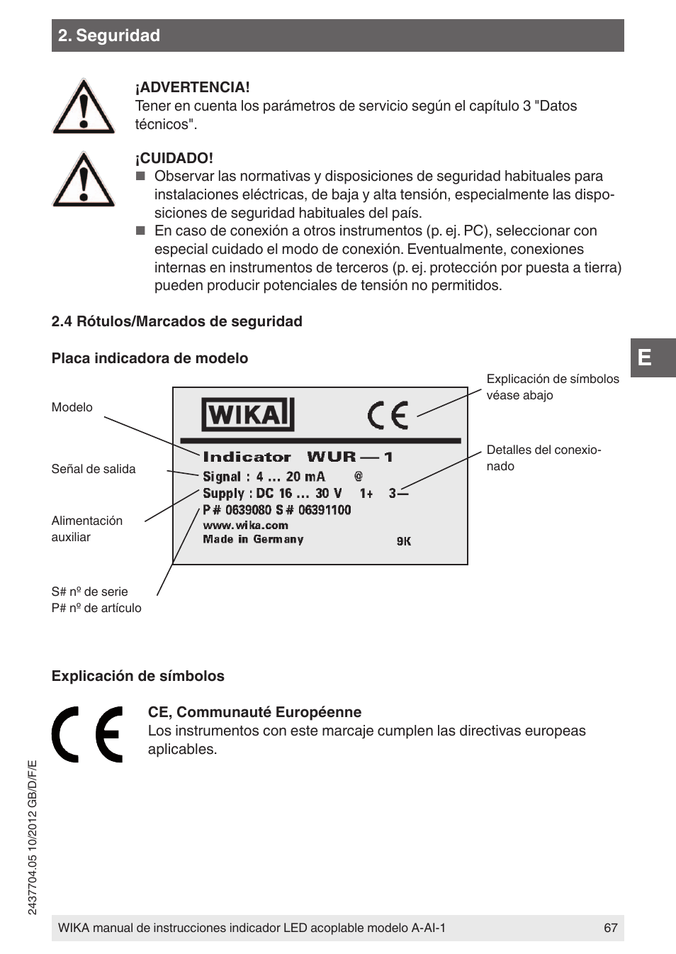 Seguridad | WIKA WUR-1 User Manual | Page 67 / 84