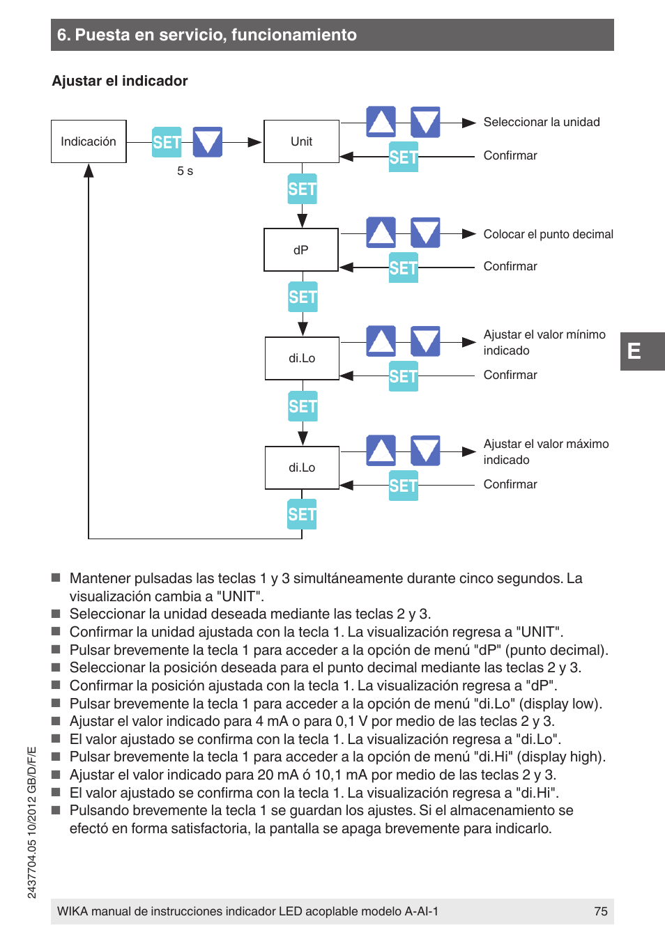Puesta en servicio, funcionamiento | WIKA WUR-1 User Manual | Page 75 / 84