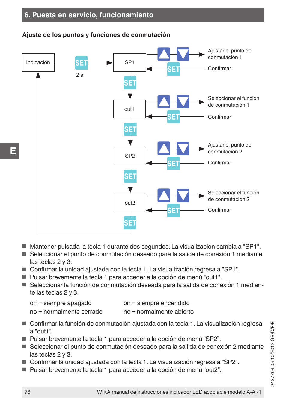 Puesta en servicio, funcionamiento | WIKA WUR-1 User Manual | Page 76 / 84