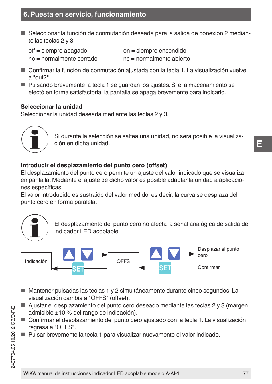 Puesta en servicio, funcionamiento | WIKA WUR-1 User Manual | Page 77 / 84