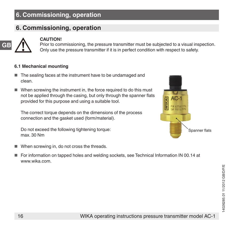 WIKA AC-1 User Manual | Page 16 / 88