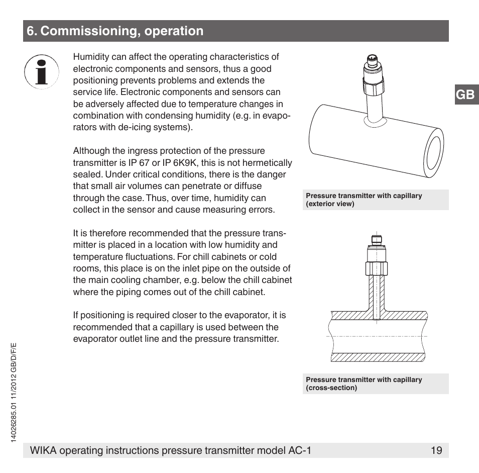 Commissioning, operation | WIKA AC-1 User Manual | Page 19 / 88